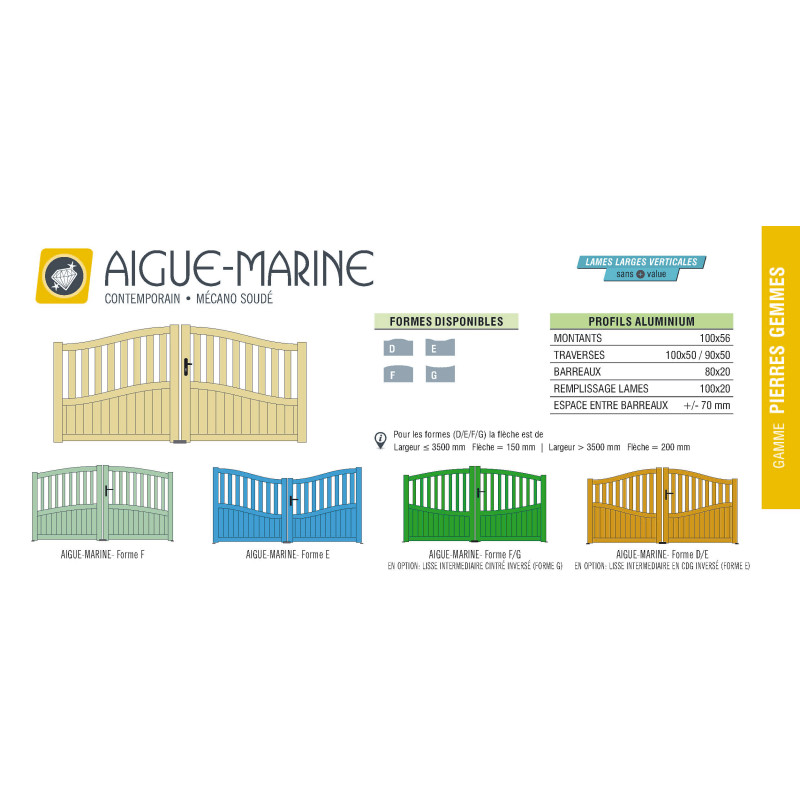 Portail Aluminium AIGUE-MARINE Pierre Gemmes