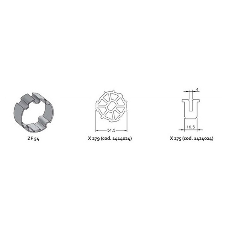 PC45-ZF54 Poulie & Couronne ZF54 pour moteur tubulaire Ø45 ACM